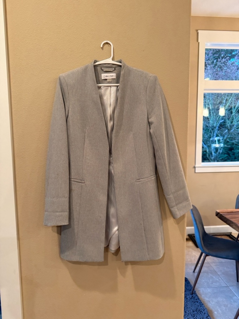 Calvin Klein Women's Light Gray Open-Front Blazer Coat